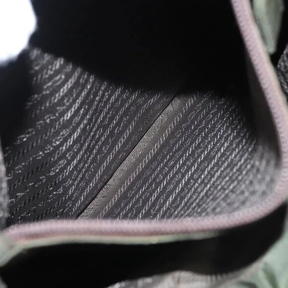 PRADA Hand Bag Nylon Khaki Silver Auth - Picture 12 of 16